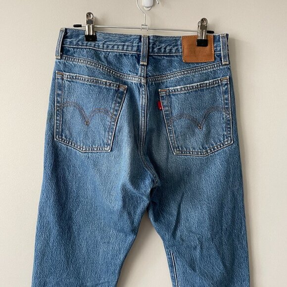 Levis Wedgie Fit Ankle Denim Jeans High Rise Tapered Leg Medium Wash Blue 26 - Picture 7 of 9